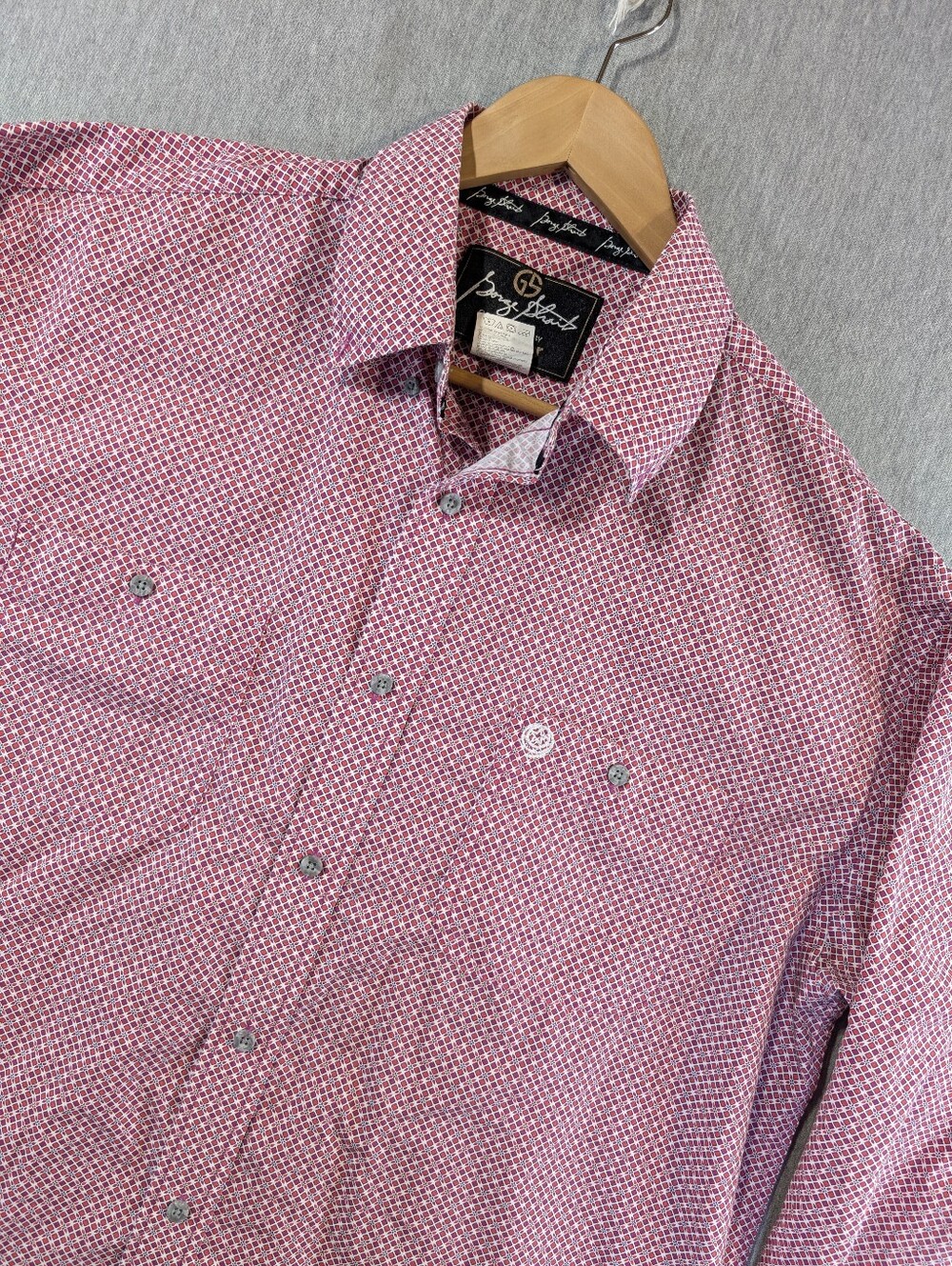 Wrangler George Strait Geometric Western Shirt Men's XL Red White Long Sleeve